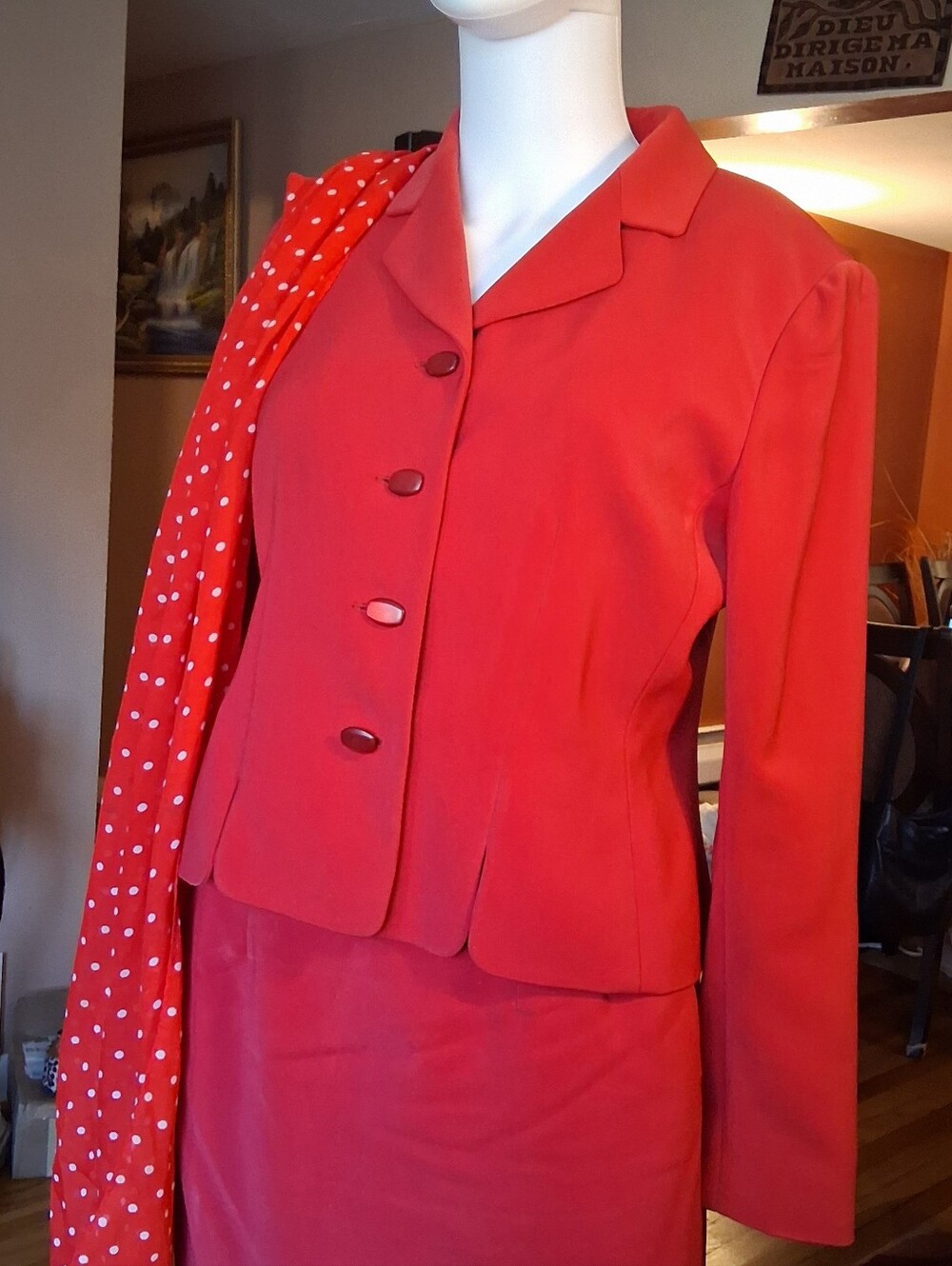 Red Women's Tailored Jacket - Classic Button Front